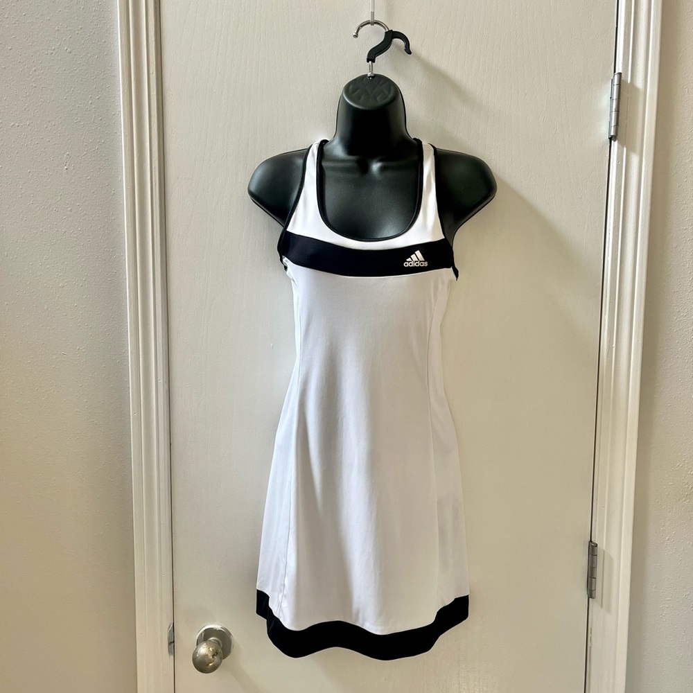 ADIDAS Racerback Tank Tennis Dress White Black Summer Sleeveless Athletic